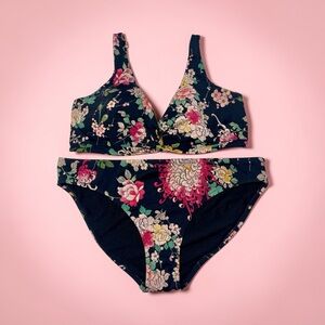 Johnny Was Floral Adjustable Bikini XL Top  & Large Bottom